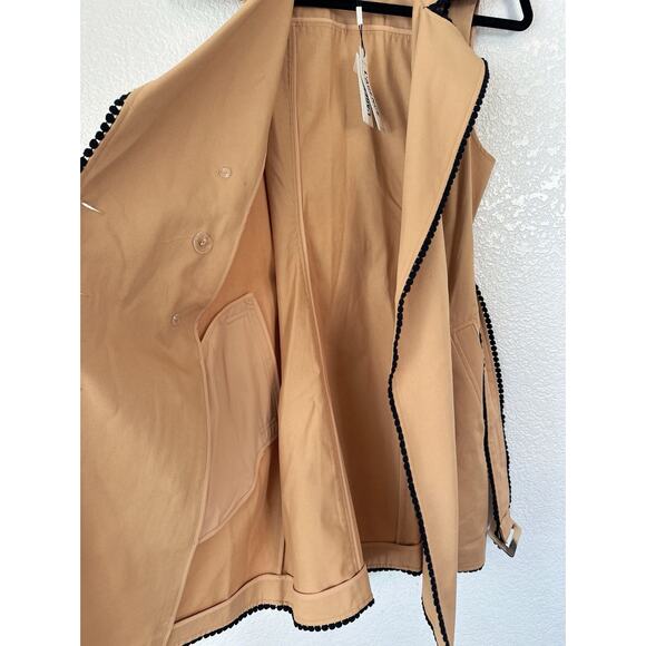 $475 L'agence hale trench mini dress Soft Camel 100% Cotton Size 6 - Picture 6 of 12